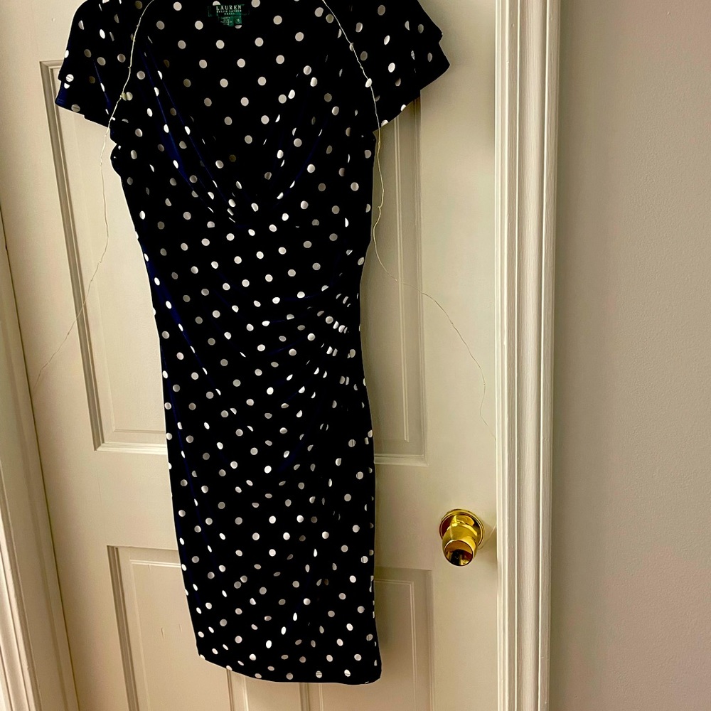 Ralph Lauren Dress perfect for Spring, size 10, blue and white polka dot print